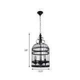 Bird Cage Hanging Light With Candle: Creative Industrial Style Chandelier For Bedroom - 3/6 Bulbs