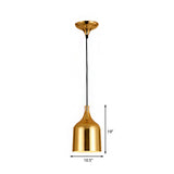 Retro Style Metal Pendant Light In Gold 6/8/10.5 Diameter For Dining Table Or Ceiling 1-Light