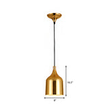 Retro Style Metal Pendant Light In Gold 6/8/10.5 Diameter For Dining Table Or Ceiling 1-Light