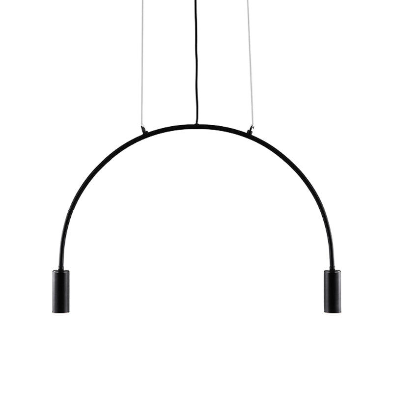 Arched Pendant Lighting With Led For Bar - Contemporary Black Metal 2/3/5 Lights