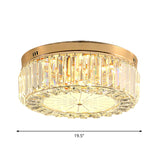 16/19.5 Wide Led Flushmount Modern Clear Prismatic Crystal Ceiling Light In Gold