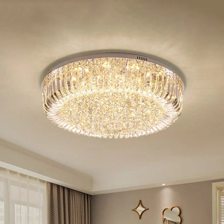 Modern Gold Led Ceiling Light With Prismatic Optical Crystal In Warm/White - 23.5/31.5 Wide Clear /