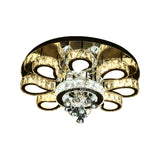 Contemporary Chrome Teardrop Crystal Flush Mount Ceiling Light With Clear Droplets - 5/7 Bulbs