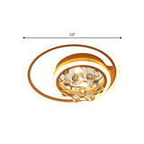 Modern Led Gold Flush Mount Lamp With Crystal Shade - Triangle/Round/Loving Heart Design