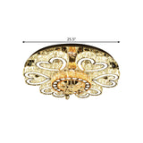 Crystal Block Flush Mount Ceiling Light With Chrome Heart-Shaped Led For Contemporary Sitting Room