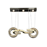 Led Crystal Ring Multi Pendant Ceiling Lamp In Chrome - Contemporary Restaurant Suspension Lighting