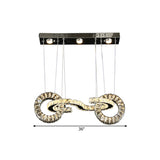 Led Crystal Ring Multi Pendant Ceiling Lamp In Chrome - Contemporary Restaurant Suspension Lighting