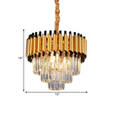 Postmodern Gold Crystal Layered Chandelier - 4/6 Lights Down Lighting Pendant