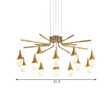 Modern Gold 7/13/16-Head Led Chandelier With Crystal Raindrop Ceiling Light