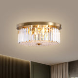 Prismatic Crystal Flushmount Ceiling Light 4-Light Drum Shaped Design