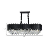 Modern Black Crystal Rod Island Light - 6/8-Light Tri-Sided Ceiling Suspension Lamp