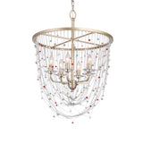 Modern Metal Living Room Chandelier - Candle Style With Crystal Bead Strand Decor Gold Finish 4