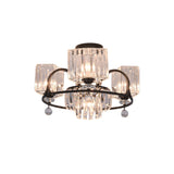 Modern Crystal Trapezoid Light Fixture- 4/8 Bulb Dining Room Semi Flush With Sleek Black Frame