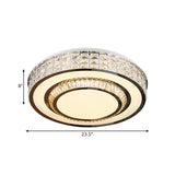 Contemporary Chrome Flush Mount Led Ceiling Fixture With Faceted Crystals