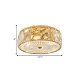 Modern Crystal Led Flush Mount Ceiling Lamp With Drum Design For Bedroom