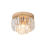 Modern Led Flush Mount Lamp With Clear Bevel Cut Crystals - Gold/Black