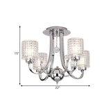 Modern Swirling Arm Chrome Ceiling Fixture With Crystal Shades (3/4/6 Bulbs)