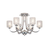 Modern Swirling Arm Chrome Ceiling Fixture With Crystal Shades (3/4/6 Bulbs)
