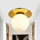 Modern Glass Orbit Ceiling Light Kitchen Flushmount Lamp - Clear/Light-Brown/Cream Single