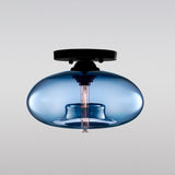 Modernist Glass Flush Ceiling Light Fixture - Oblong Shape 1 Sky Blue/Amber/Smoke Gray/Coffee 11