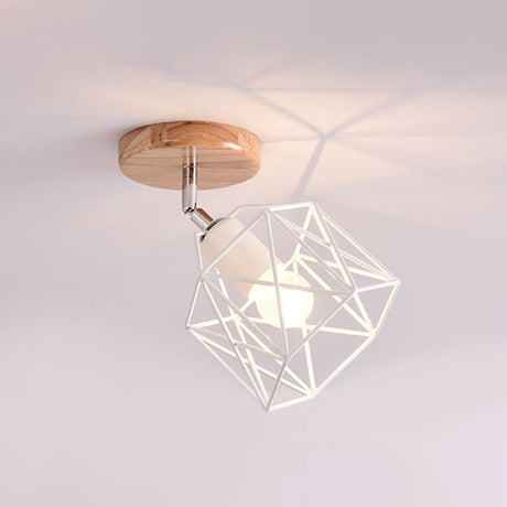 Modern Metal Hexagon Ceiling Light - Gray/White/Pink/Yellow/Blue/Green Semi Flush Mount For Bedroom