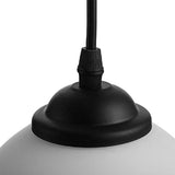 Farmhouse Black Orb Pendant Ceiling Light With White Glass - Elegant 1-Light Dining Room Hanging