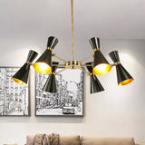 Modern Flared Iron Chandelier Pendant Light In Sleek Black For Living Room - 3/6/8 Lights Ceiling