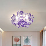 Art Deco Sinuous Flushmount Led Bedroom Light With Acrylic Shade