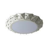 Modern Faceted Round Flushmount Light With Warm/White Led Lighting And Iron Shade 16.5/22.5 Wide