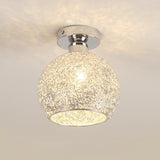 Romantic Chrome Flush Mount Ceiling Light With Crystal Accent For Corridor