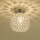 Romantic Chrome Flush Mount Ceiling Light With Crystal Accent For Corridor