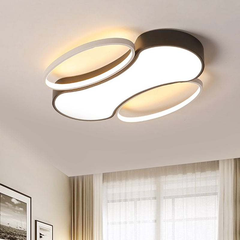 Modern Metal Black And White Led Flush Mount Ceiling Light - 19.5/25.5 Width