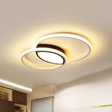 Minimalist Double Ring Led Flush Light In Black/White - 16’/19.5’ Warm/White Ceiling Fixture