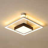 Modernism Square Led Flush Mount Ceiling Light In Black Warm/White 16/19.5 Wide