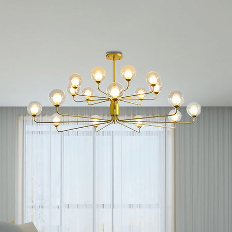 Contemporary 2-Tier Ball Clear Glass Chandelier - Elegant Radial Design With 8/12/18 Lights