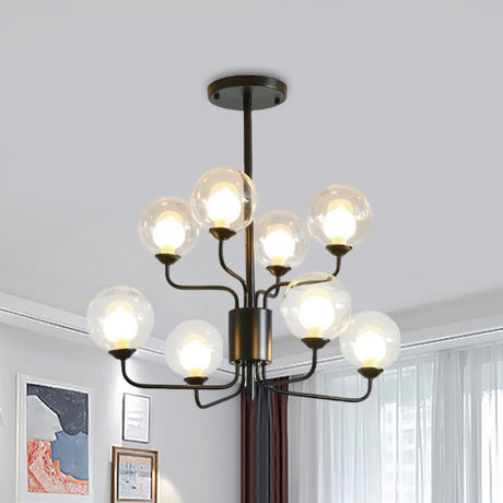 Contemporary 2-Tier Ball Clear Glass Chandelier - Elegant Radial Design With 8/12/18 Lights