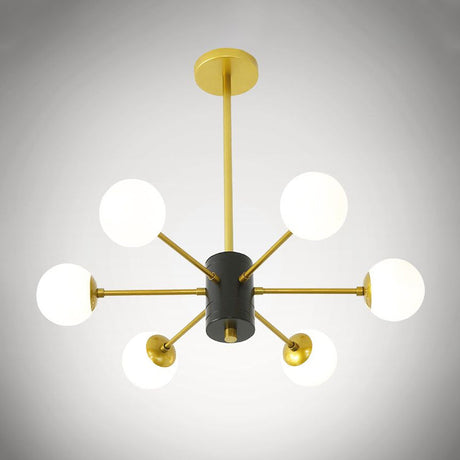 Modernist Milk Glass Chandelier With Burst Design - Gold Finish 6/8/9 Lights Hanging Ceiling Lamp