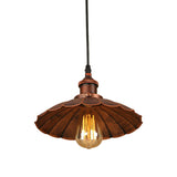 Iron Farmhouse Style Hanging Ceiling Light With Scalloped Shade