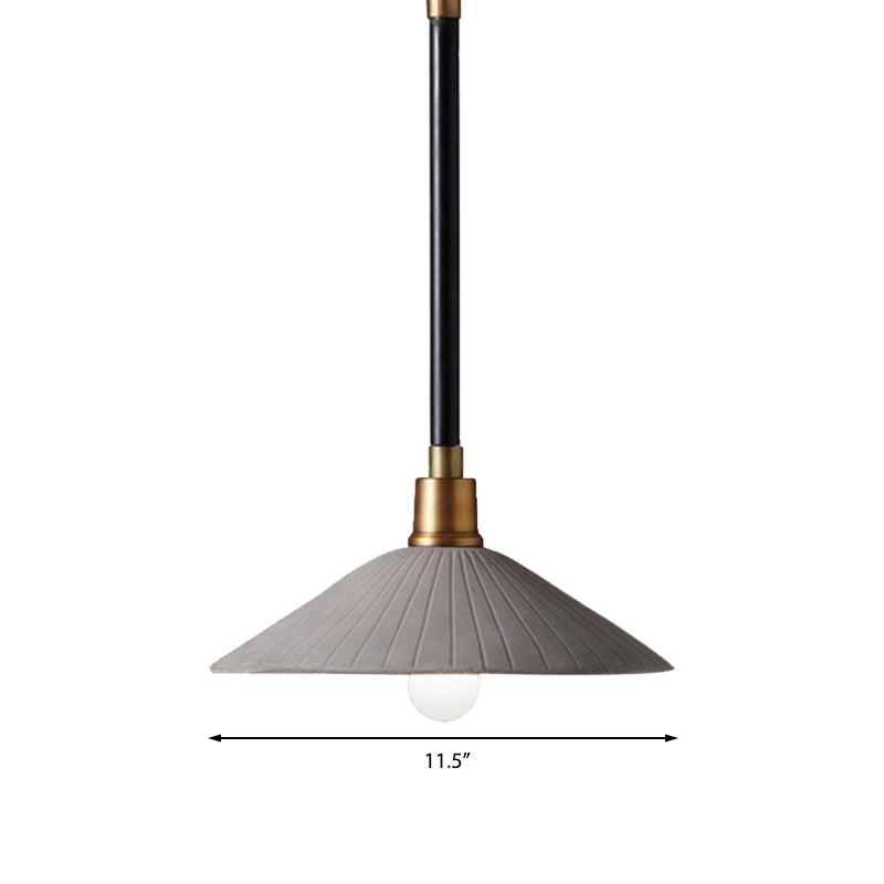 Industrial Style Concrete Conic Pendant Lamp With Adjustable Cord - Grey