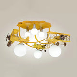 Modern Globe Flush Ceiling Light For Childs Bedroom Yellow