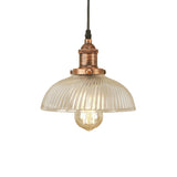 Dome Pendant Ceiling Light: Industrial Ribbed Glass - Black/Bronze/Rust Finish 1 Light Dining Room