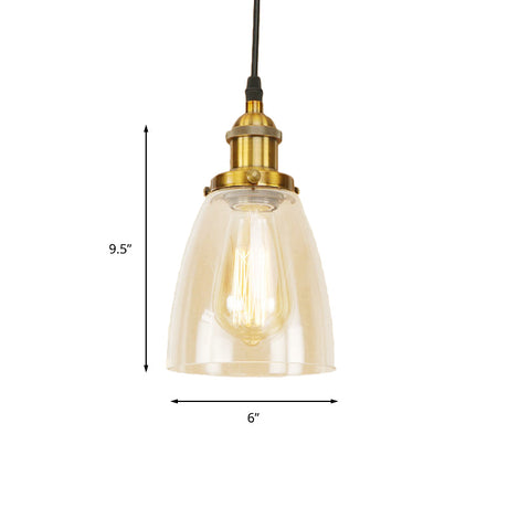 Farmhouse 1 Light Pendant Ceiling With Brass/Copper Finish And Clear Glass