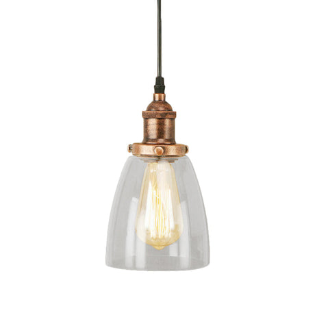 Aged Copper Pendant Light - Vintage Clear Glass With Tapered Design Perfect For Dining Room
