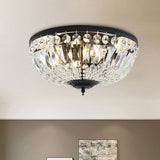 Crystal Strands Shade Flushmount Light With Metal Finish