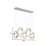 Hoop Crystal Led Pendant Light: Minimalist Chrome Ceiling Lamp In White/Warm Light