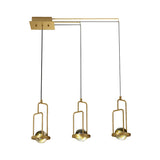 Gold Crystal Pendant Light With 3 Led Balls For Modern Dining Room