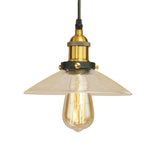 Industrial Cone Pendant Lamp With Clear Glass Shade - Rustic Black/Copper Accent For Living Room