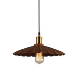 Rustic Scalloped Pendant Light - Lodge Style Iron Kitchen Hanging Lamp 10’/12’ Diameter