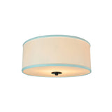 Modern Drum Shade Flush Mount Light With 5 Bulbs 16/19.5 Wide Grey/White Green Rim - Bedroom Ceiling