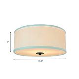 Modern Drum Shade Flush Mount Light With 5 Bulbs 16/19.5 Wide Grey/White Green Rim - Bedroom Ceiling